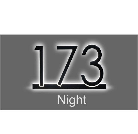 Modern 3D Address Numbers with Backlit Glow