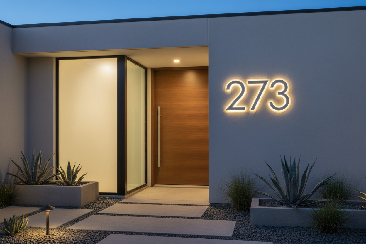 Modern Acrylic 3D Address Numbers with Glowing Edges