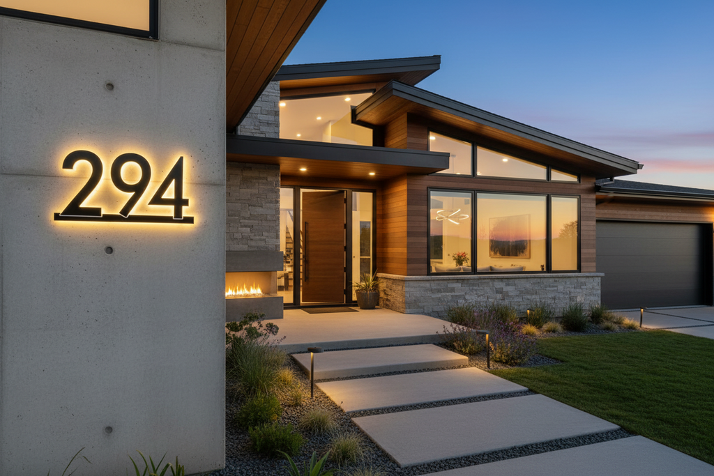 Modern Acrylic 3D Address Numbers with Backlit Glow