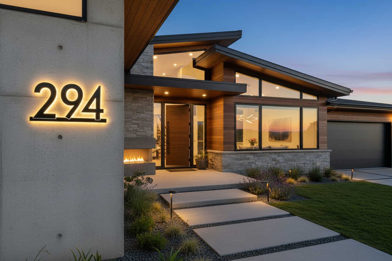 Modern Acrylic 3D Address Numbers with Backlit Glow