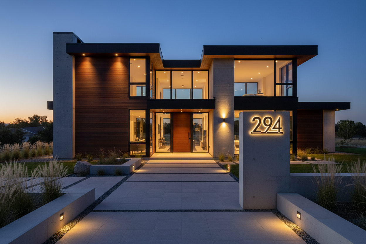 Modern Acrylic 3D Address Numbers with Backlit Glow