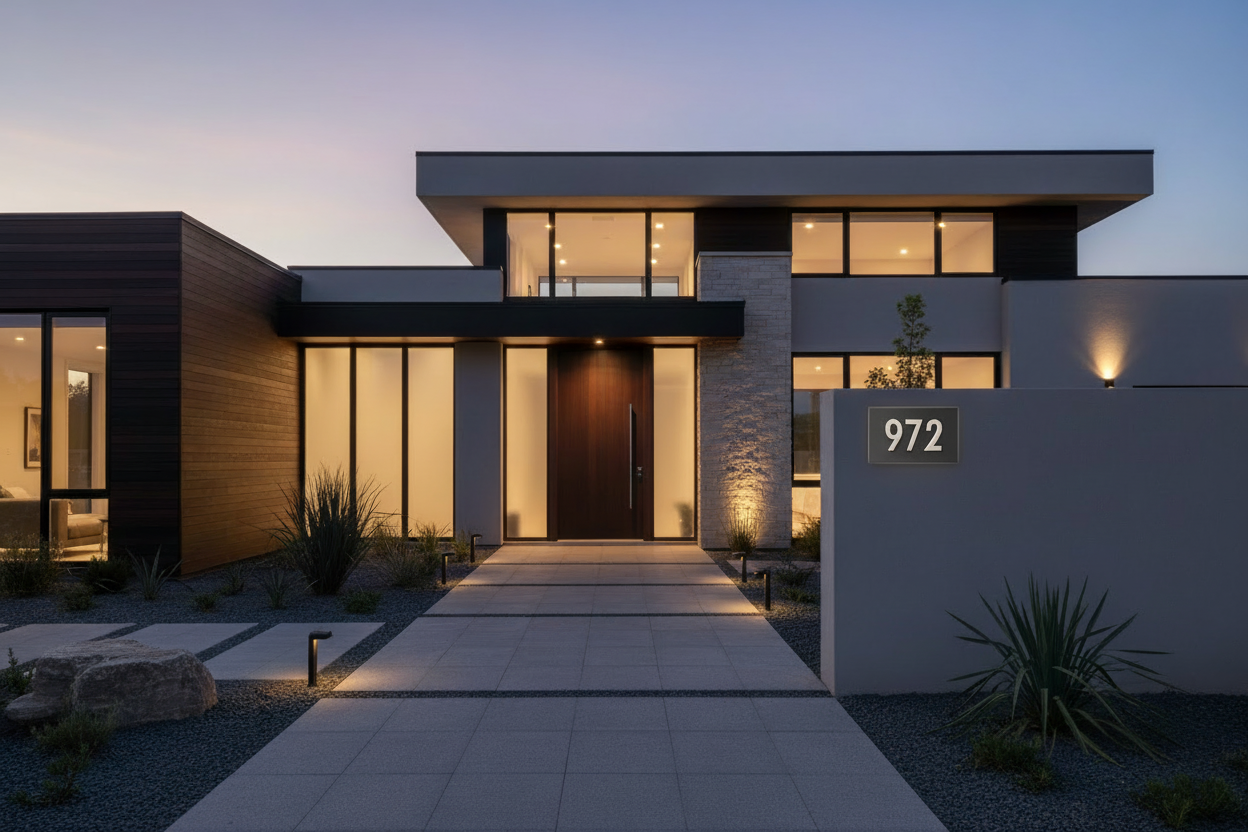 Modern Backlit 3D Address Numbers on Acrylic Plate