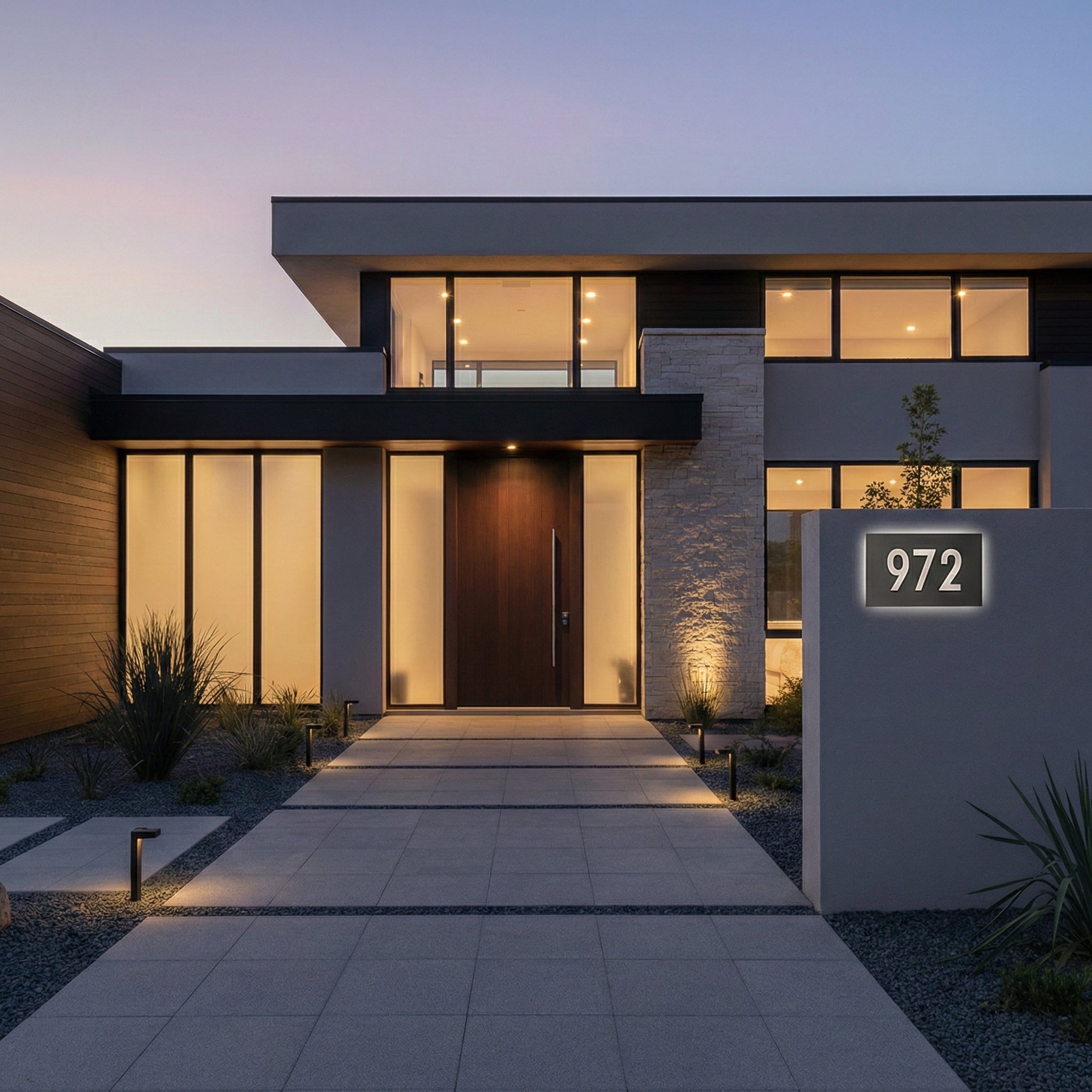 Modern Backlit 3D Address Numbers on Acrylic Plate