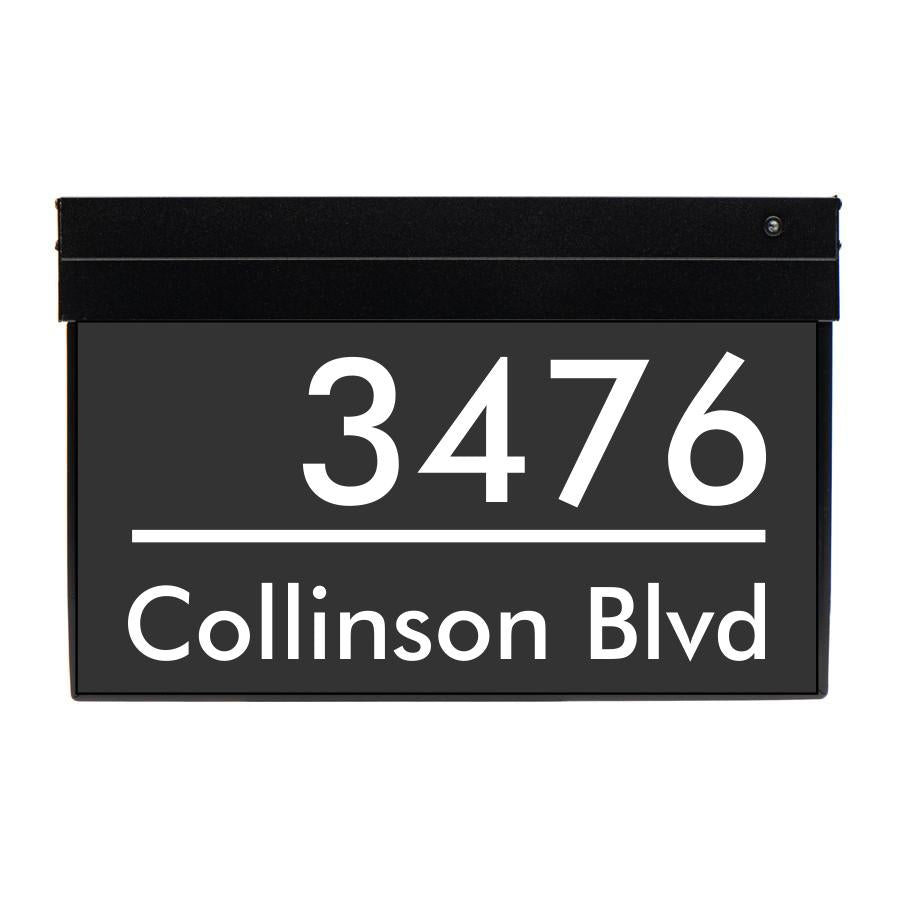 Modern Illuminated Address Sign with Numbers & Street Name