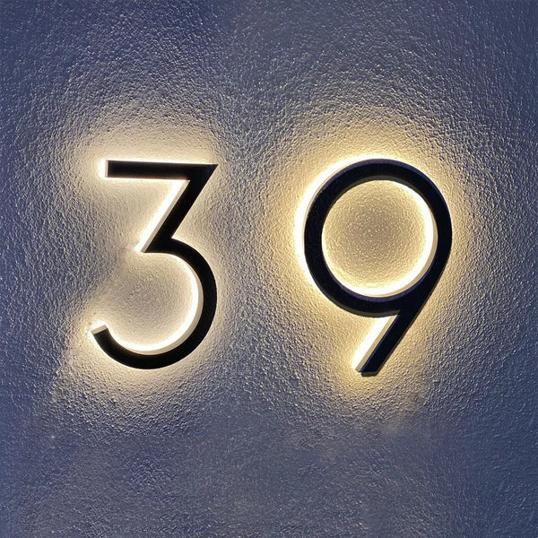 Modern Acrylic 3D Address Numbers with Glowing Edges